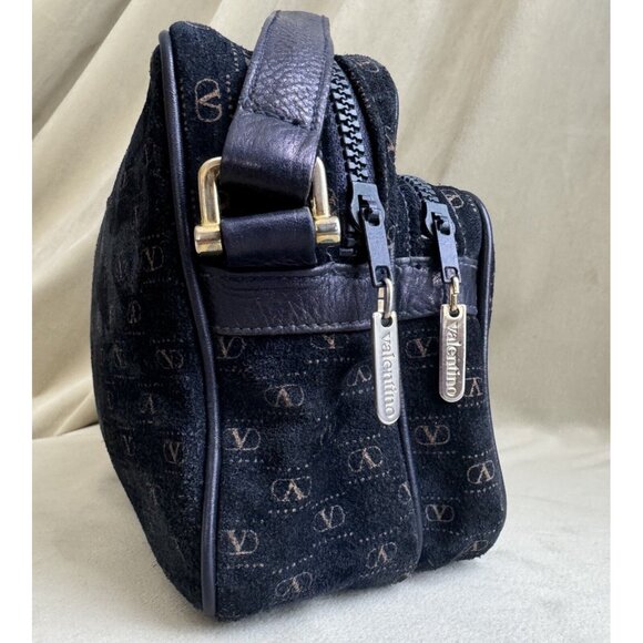 Vintage Valentino blue Suede Crossbody bag purse gold hardware - Picture 5 of 13